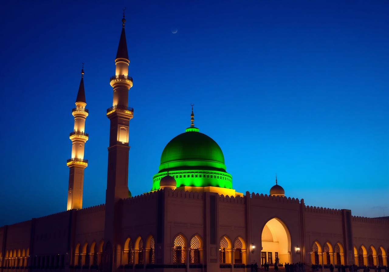 Masjid an-Nabawi at twilight